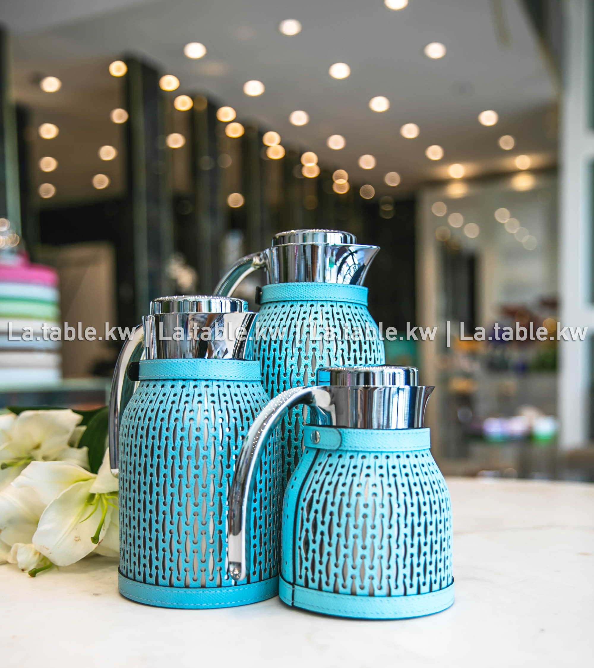 Sky Blue Diana Leather Carafe