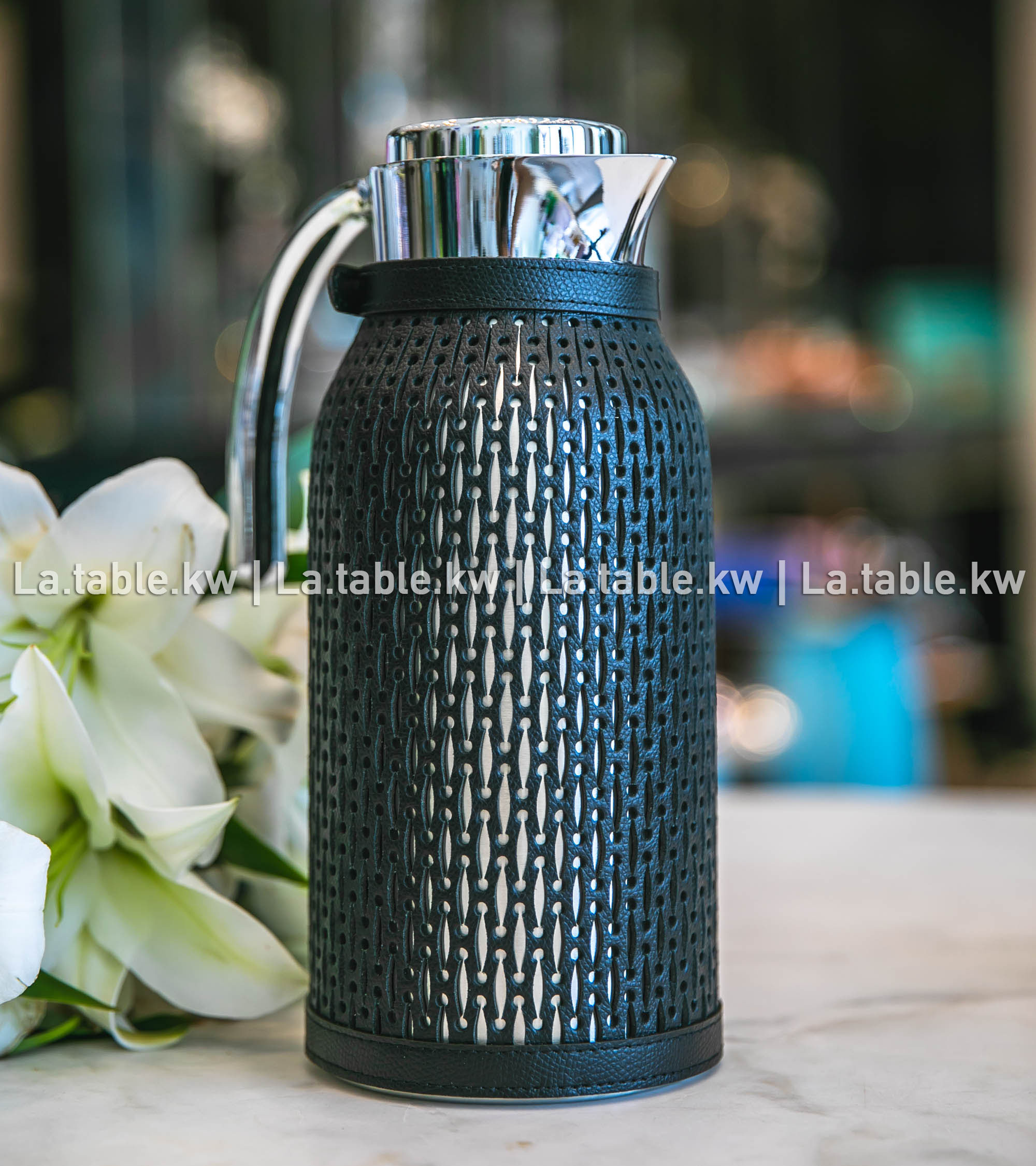 Black Diana Leather Carafe