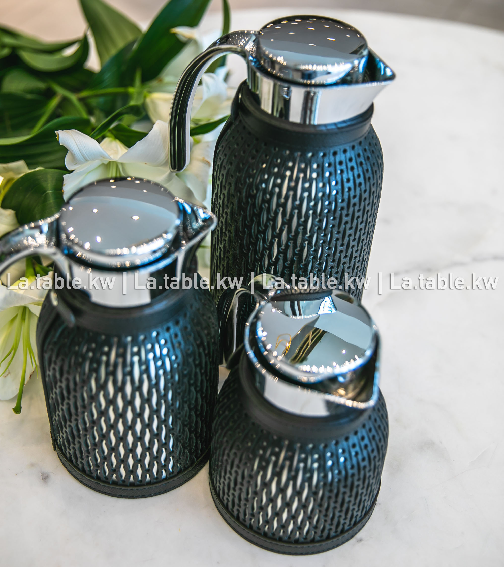 Black Diana Leather Carafe