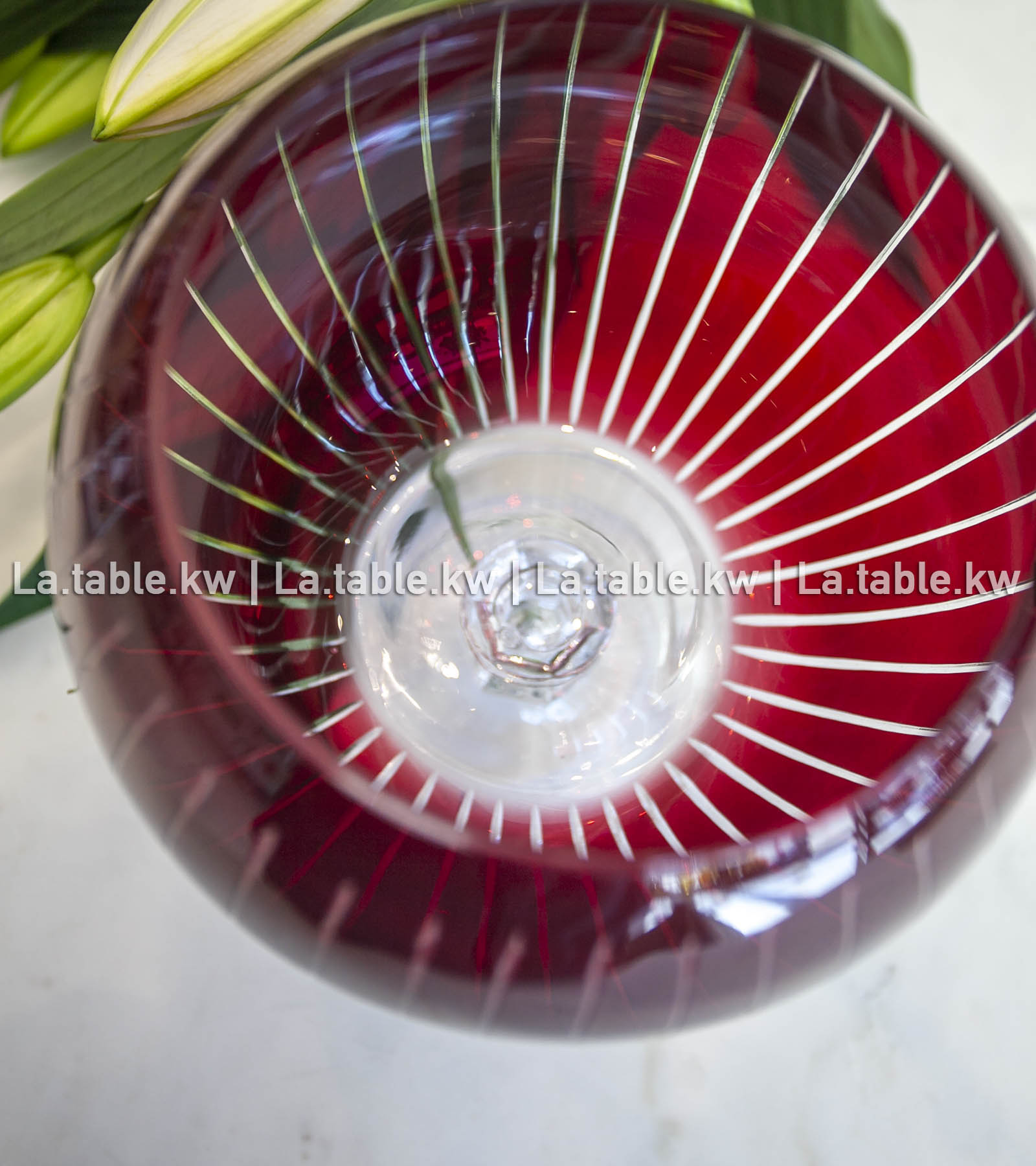Scarlet Red Classic Ball Vase with Stand