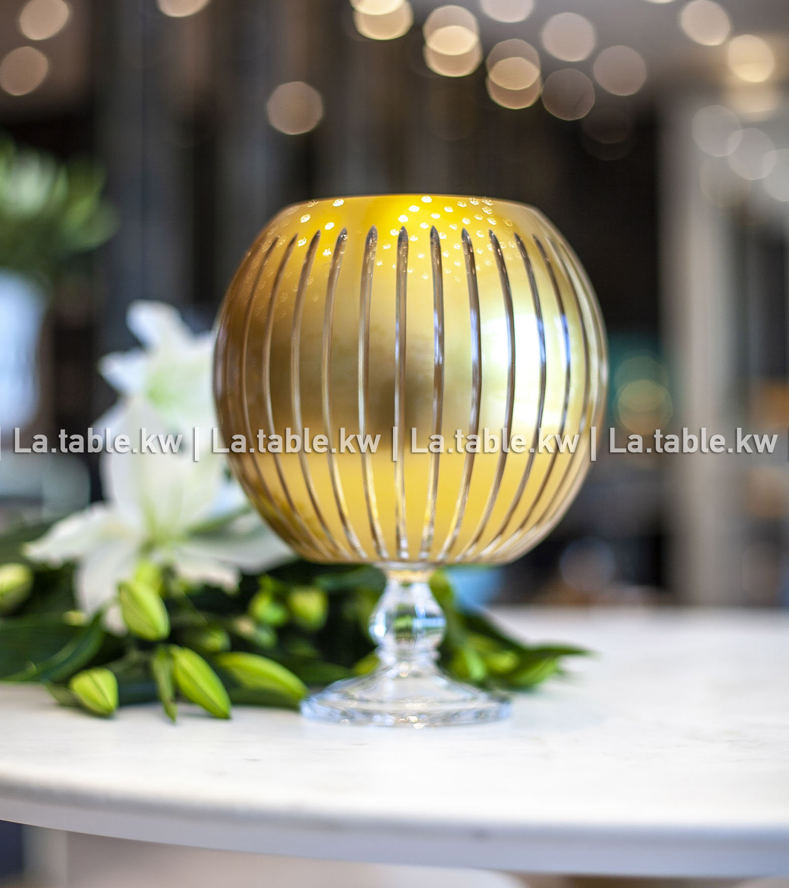 Gold Classic Ball Vase with Stand