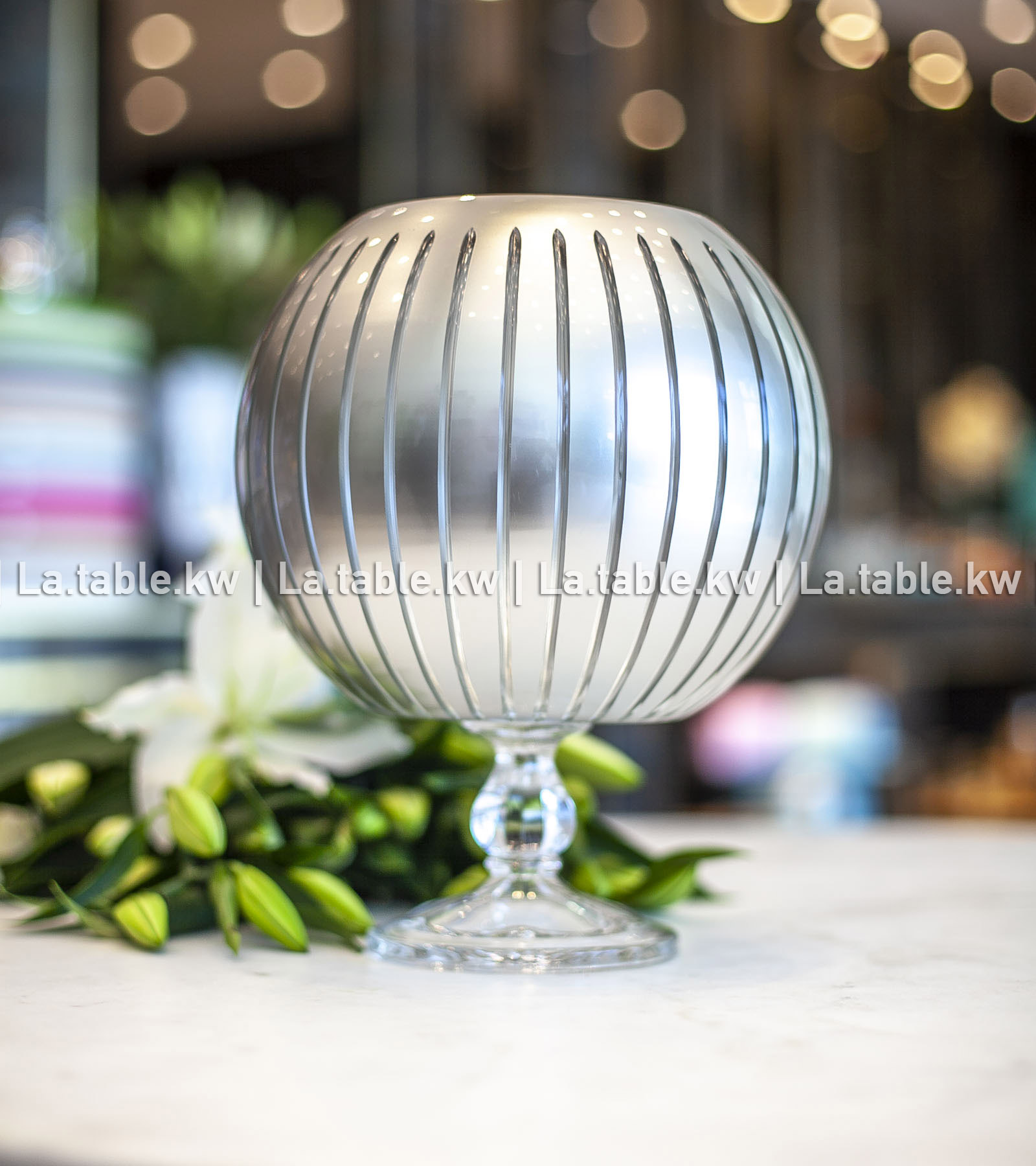 Silver Classic Ball Vase with Stand