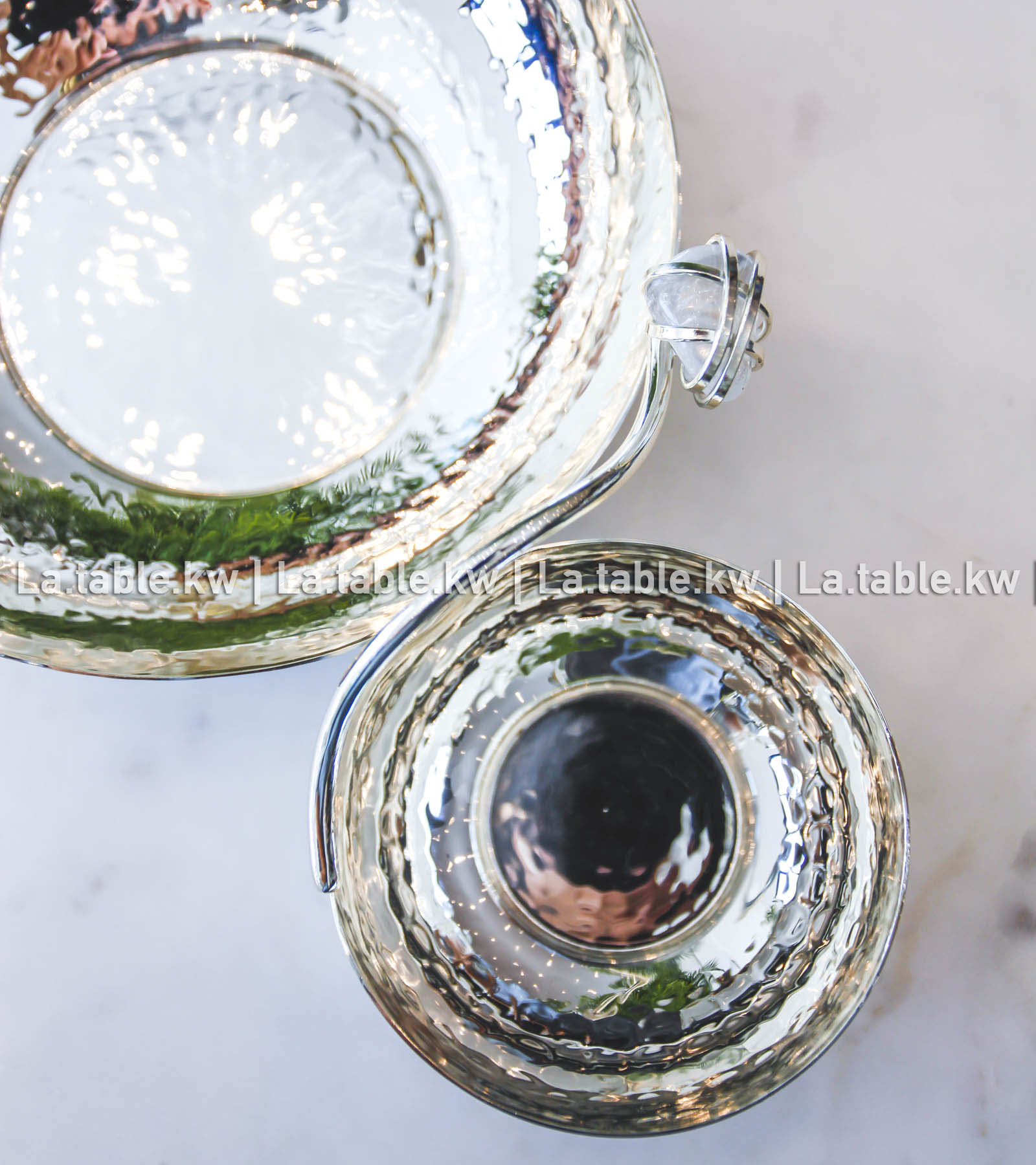 White Stone Designed Chrome 2 Parts  Bowl / وعاء  كروم قطعتين بتصميم الحجر الابيض