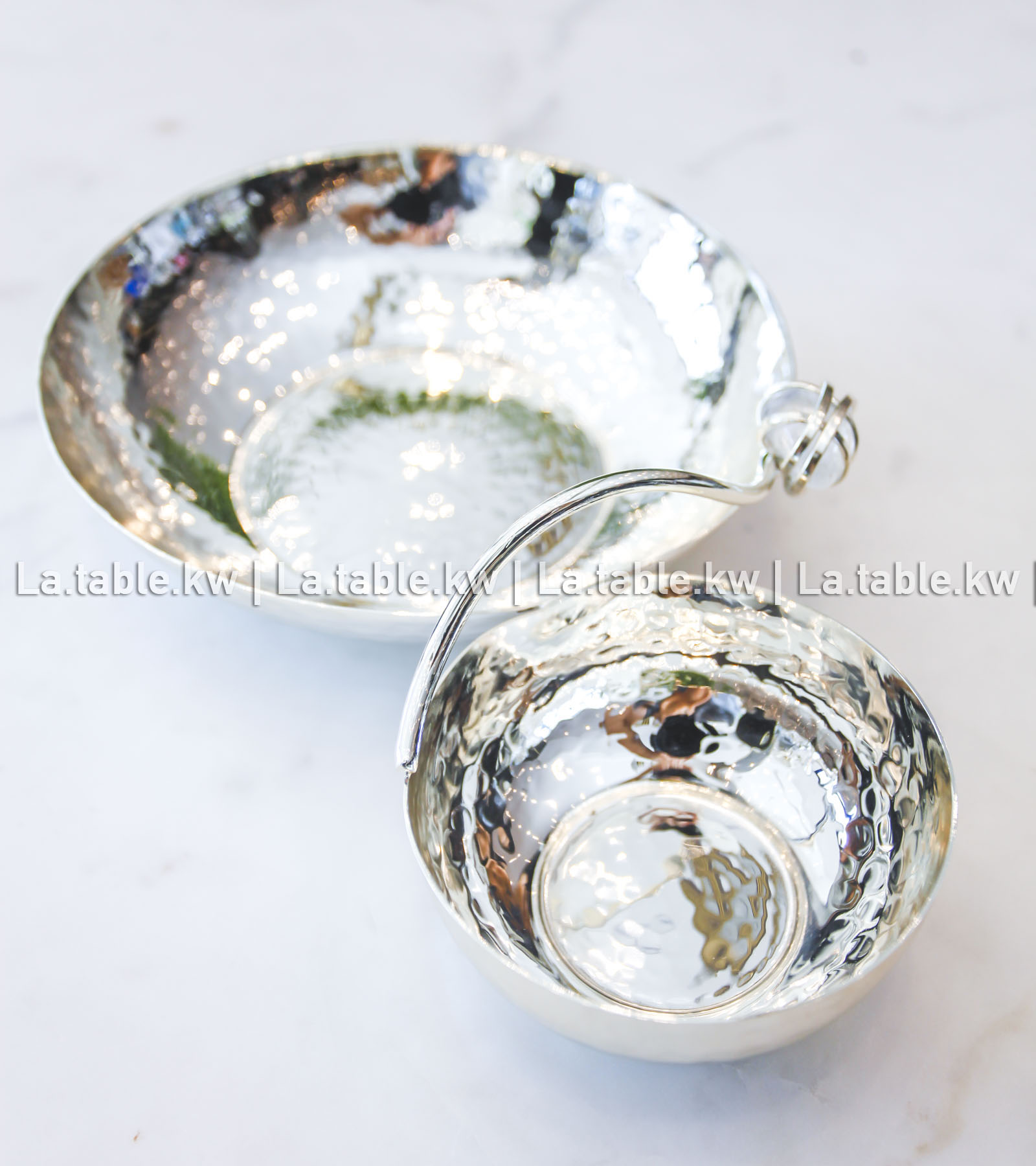 White Stone Designed Chrome 2 Parts  Bowl / وعاء  كروم قطعتين بتصميم الحجر الابيض