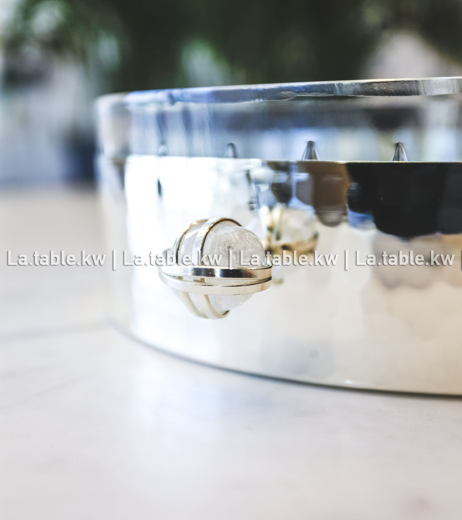 White Stone Designed Chrome Bowl