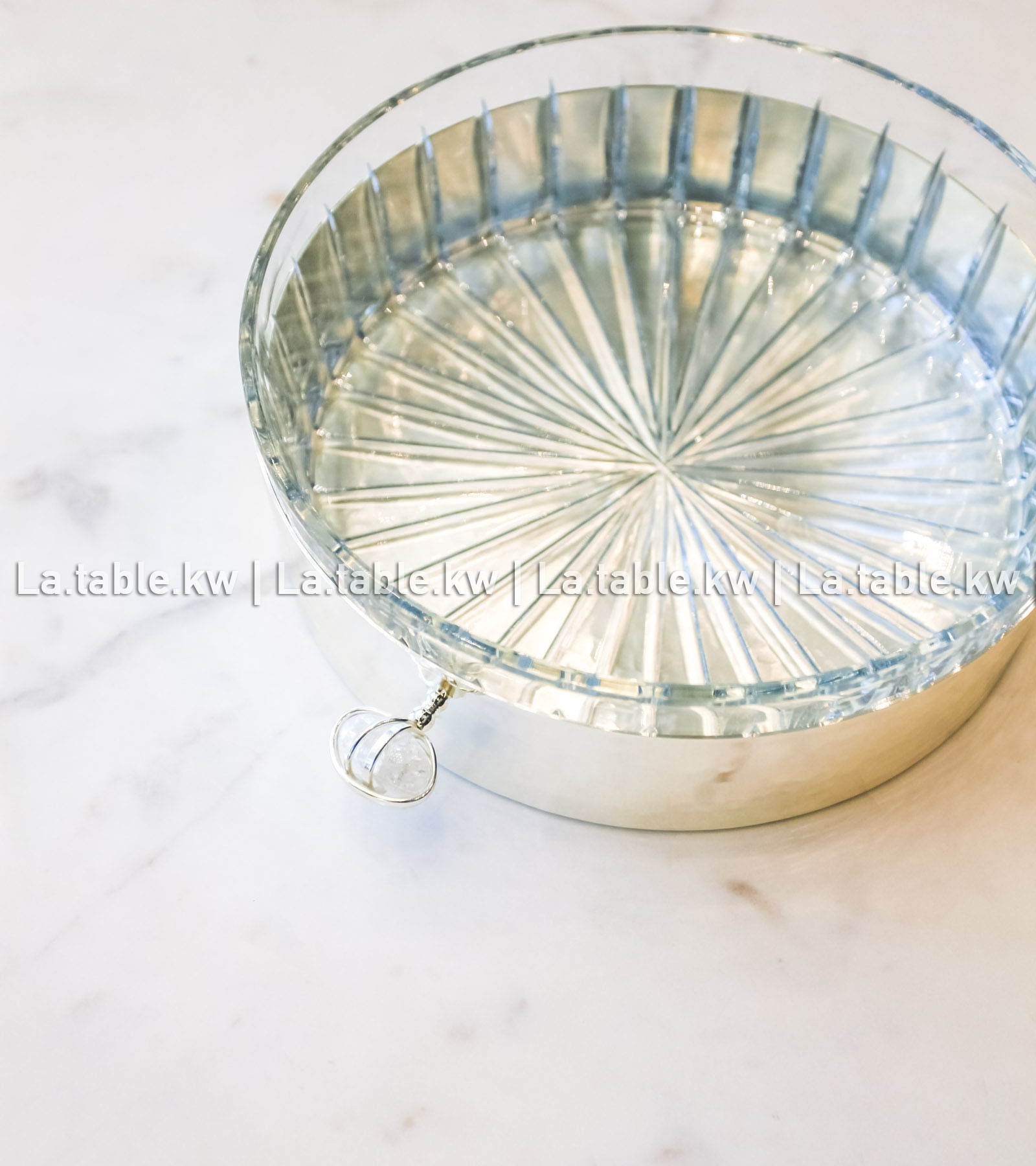 White Stone Designed Chrome Bowl